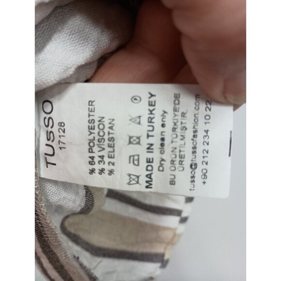 Tusso Womens Sleeveless Gauze Lagenlook Tunic Top Medium White Striped Pockets - Picture 6 of 8